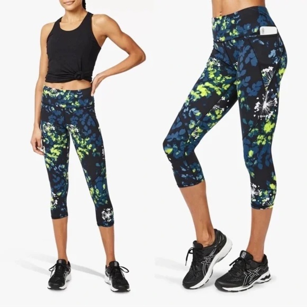 Sweaty Betty The Power 7/8 Crop Leggings Lime Punch Black Active Women’s Small